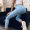 Stretch High Waist Jeans Women 2022 Skinny Slim Washed Trousers Female Denim Pencil Pants Elastic Ninth Pants