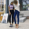 Stretch High Waist Jeans Women 2022 Skinny Slim Washed Trousers Female Denim Pencil Pants Elastic Ninth Pants
