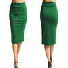 Stretch Slim Knitted Skirts Womens High Elastic Package Hip Mid-Calf Solid Pencil Skirt Lady Rib Acrylic Maxi Skirts