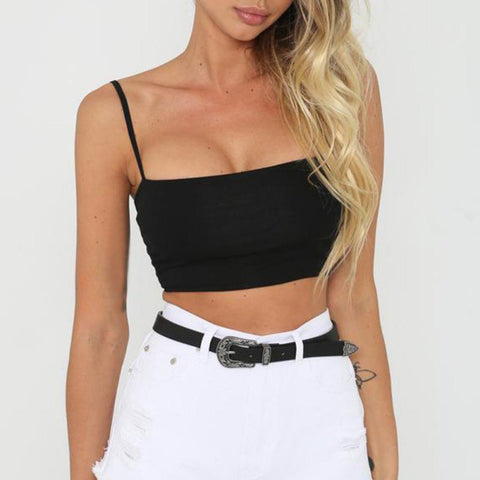 Stretchy Crop Camis Top Black Yellow Red Spaghetti Strap Women Plain Adjustable Tanks Tops Summer Slim Elasitc Sexy Party Vest