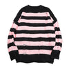 Stripe Sweater Women Oversized Knitted Pullovers High Street Ripped Tops Female Streetwear Long Sleeve Jumpers Sweaters