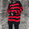 Stripe Sweater Women Oversized Knitted Pullovers High Street Ripped Tops Female Streetwear Long Sleeve Jumpers Sweaters