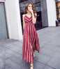 Stripe floral printed chiffon maxi beach dress summer Strap v-neck Sexy backless Hollow out women dress long Strappy vestidos
