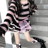 Striped Gothic Loose Sweater Women Ripped Holes Hip Hop Punk Knitted Pullover Fairy Grunge Jumpers Emo Lolita Sweater Streetwear