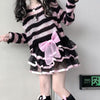 Striped Gothic Loose Sweater Women Ripped Holes Hip Hop Punk Knitted Pullover Fairy Grunge Jumpers Emo Lolita Sweater Streetwear