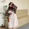 Striped Japanese Style Gentle Sweater Fried Street Salt Lace-up Wear Two-Piece Suit Suspender Dress for Women Autumn and Winter