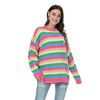 Striped Knitted Sweater Women Casual Oversize Pullover Ladies O-Neck Loose Long Sleeve Sweater Streetwear Loose Knitwear