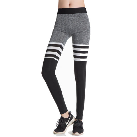 Striped Leggings Fitness Leggings For Women Leggins Elastic Slim Black White Pants