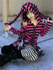 Striped Print Goth Grunge Hoodie Pink Black Gothic Style Bunny Ears Hoodies Female Fairy Harajuku Kawaii Slim Hoodied Egirl Top
