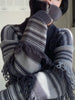 Striped Print Loose Vintage Sweaters High Neck Retro Japanese Thick Winter Harajuku Punk Casual Tassle Women Knitted Sweater 90s