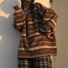 Striped Pullover Women Vintage Sweater Oversize Long Sleeve Couples Loose Tops Hip Hop Streetwear Pullover Casual Female