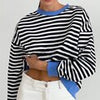 Striped Spring Long Sleeve T-shirt Casual Vintage Women Tops Female O Neck Pullover Tees Streetwear Loose Basic T-shirts