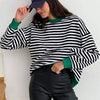 Striped Spring Long Sleeve T-shirt Casual Vintage Women Tops Female O Neck Pullover Tees Streetwear Loose Basic T-shirts