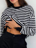 Striped Spring Long Sleeve T-shirt Casual Vintage Women Tops Female O Neck Pullover Tees Streetwear Loose Basic T-shirts
