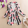 Striped White And Black Women Blazers Autumn Winter 2023 Turn-Down Collar Pocket Slim Elegant Office Lady Outwear Tops