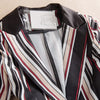 Striped White And Black Women Blazers Autumn Winter 2023 Turn-Down Collar Pocket Slim Elegant Office Lady Outwear Tops