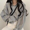 Striped Women Shirts Spring Oversized Lantern Sleeve Female Shirt Loose Office Ladies Blosues Casual Korean Single Breasted Tops