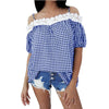 Striped women blouses shirts lace patchwork streetwear casual Vintage blusas Summer 2022 Top WS9285K