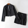Student Slim Blazer Suit Two Piece Set Women Casual Commute Blazer Preppy Style Mini Skirts Set Single Breasted Striped Blazer