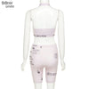 Stylish 3D Printing Sporty Women Long Sleeve Halter Tops Bra+Bike Shorts Active Wear Spring 2023 Clothing Lady Undefined Outfits