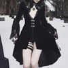 Stylish Black Frock Lace Stitching Dress Gothic Lolita Dress Hollow Pleated Dress Dark Streetwear Irregular Frock