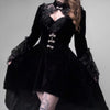 Stylish Black Frock Lace Stitching Dress Gothic Lolita Dress Hollow Pleated Dress Dark Streetwear Irregular Frock