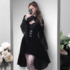 Stylish Black Frock Lace Stitching Dress Gothic Lolita Dress Hollow Pleated Dress Dark Streetwear Irregular Frock