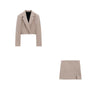 Stylish Elegant Skirt Suits Women 2023 2 Buttons Cropped Blazer Side Split Mini Skirts Suits Female Chic Sets dropship