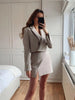 Stylish Elegant Skirt Suits Women 2022 2 Buttons Cropped Blazer Side Split Mini Skirts Suits Female Chic Sets