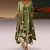 Stylish  European and American Floral Print Long Maxi Dress Loose Cascading Ruffle Irregular Dress Ins Trend  Vestidos