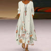 Stylish  European and American Floral Print Long Maxi Dress Loose Cascading Ruffle Irregular Dress Ins Trend  Vestidos