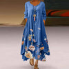 Stylish  European and American Floral Print Long Maxi Dress Loose Cascading Ruffle Irregular Dress Ins Trend  Vestidos