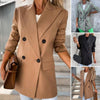 Stylish Fine Sewing Crafts Lapel Double Breasted Female Office Mid-Length Coat Female Clothing Midi Blazer Winter Blazer