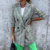 Stylish Fine Sewing Crafts Lapel Double Breasted Female Office Mid-Length Coat Female Clothing Midi Blazer Winter Blazer