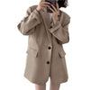 Stylish Lady Notched Collar Business Blazer Suit Coat Suit Coat Regular Length  Warm