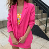 Stylish Casual Pink Women Blazer Jacket Mini Skirt 2 Pieses Single Breasted Bodycon Temperament Spring Summer Pleated Skirts