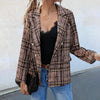 Stylish Office Ladies Blazer Plaid Print Versatile Office Lady Double Breasted Suit Jacket  Small Suit Coat    Suit Jacket