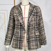 Stylish Office Ladies Blazer Plaid Print Versatile Office Lady Double Breasted Suit Jacket  Small Suit Coat    Suit Jacket