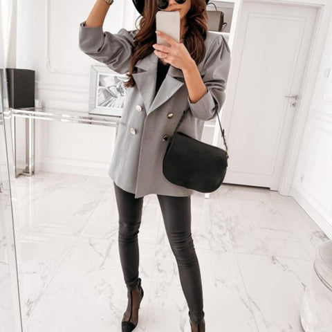 Stylish Office Lady Coat  Long Sleeves Windproof Office Blazer  Formal Office Lady Loose  Blazer Long Coat