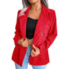 Stylish Office Lady Double Breasted Suit Coat Corduroy Blazer Suit Coat Versatile  Temperament