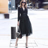 Stylish Office Lady Sets Suits Notched Collar V Neck Belted Blazer Suit Jacket Tulle Tutu Skirt 2 Piece Set Women Clothes
