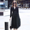 Stylish Office Lady Sets Suits Notched Collar V Neck Belted Blazer Suit Jacket Tulle Tutu Skirt 2 Piece Set Women Clothes