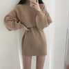 Stylish Sweater Dress Winter Thicken Women Set Loose Knitwear And Knitted Sleeveless Dresses Streetwear Party Vacation Dress