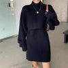 Stylish Sweater Dress Winter Thicken Women Set Loose Knitwear And Knitted Sleeveless Dresses Streetwear Party Vacation Dress