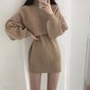 Stylish Sweater Dress Winter Thicken Women Set Loose Knitwear And Knitted Sleeveless Dresses Streetwear Party Vacation Dress