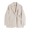 Stylish Women Loose Casual Blazers Belted Quality OL 2023 Spring Autumn Single-Breasted Female Jackets Outerwear Streetwear WB3
