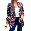 Stylish Women Spring Lapel Casual Blazer Top Washable Women Blazer Geometric Line Print Lapel Blazer Streetwear
