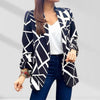 Stylish Women Spring Lapel Casual Blazer Top Washable Women Blazer Geometric Line Print Lapel Blazer Streetwear