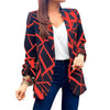 Stylish Women Spring Lapel Casual Blazer Top Washable Women Blazer Geometric Line Print Lapel Blazer Streetwear