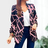 Stylish Women Spring Lapel Casual Blazer Top Washable Women Blazer Geometric Line Print Lapel Blazer Streetwear